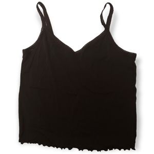 JK INTIMATES BLACK SEMI SHEER Y2K VNECK MINIMALIST INTIMATE  CASUAL CAMI TANK XL
